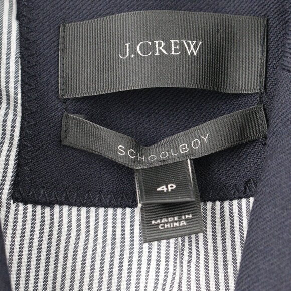 NWT J Crew Blazer Womens 4P Schoolboy Navy Blue Stretch Wool Jacket gold button - Picture 4 of 15